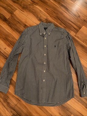 Ralph Lauren Polo Classic Black and White Check Button-Down Shirt - Men's